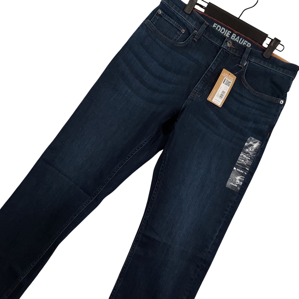 Eddie‎ Bauer Mr Eddie's Flex Jean Mens 32x34 Deep Indigo Straight Fit Denim 0900